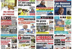 La Une des quotidiens sénégalais du lundi 30 novembre 2020.
