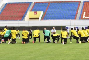 les lions du Sénégal en entrainement.