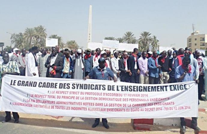 grève des enseignent Sénégal, marche, manifestations.