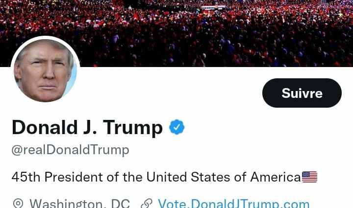 le compte Twitter de l'ancien président américain Donald Trump.