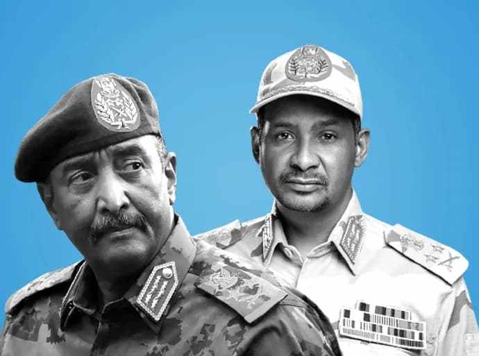 Soudan : Le général Abdel Fattah AL-BURHANE, chef de l’armée et dirigeant de facto du Soudan, et Mohamed Hamdane DAGLO alias Hemeti, chef des paramilitaires des Forces de Soutien Rapide (FRS).