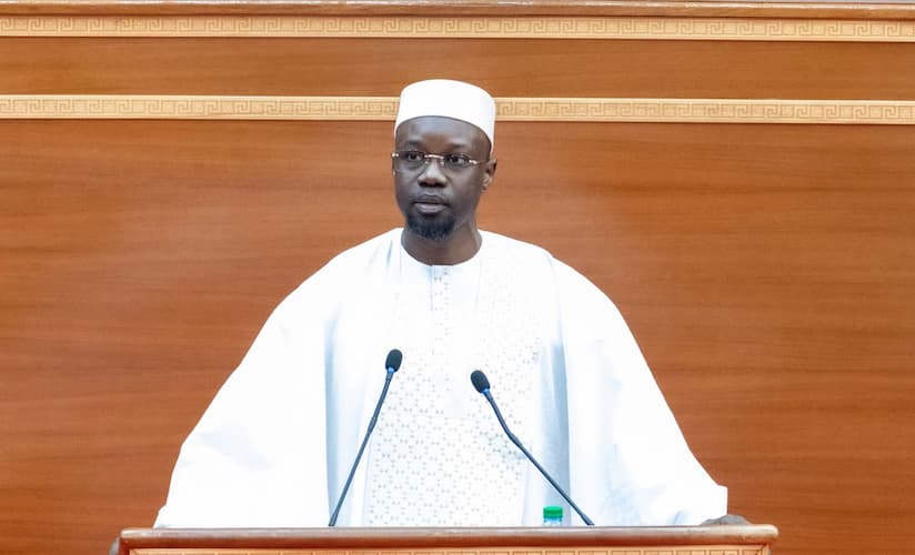 Le Premier ministre Ousmane Sonko à l'Assemblée nationale du Sénégal.