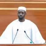 Le Premier ministre Ousmane Sonko à l'Assemblée nationale du Sénégal.