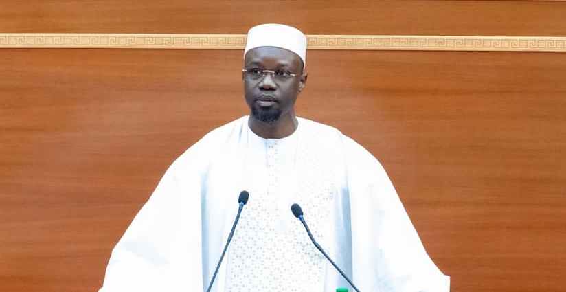 Le Premier ministre Ousmane Sonko à l'Assemblée nationale du Sénégal.