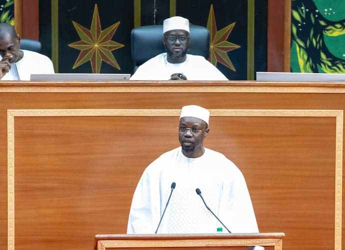Premier ministre Ousmane Sonko à l'Assemblée nationale.