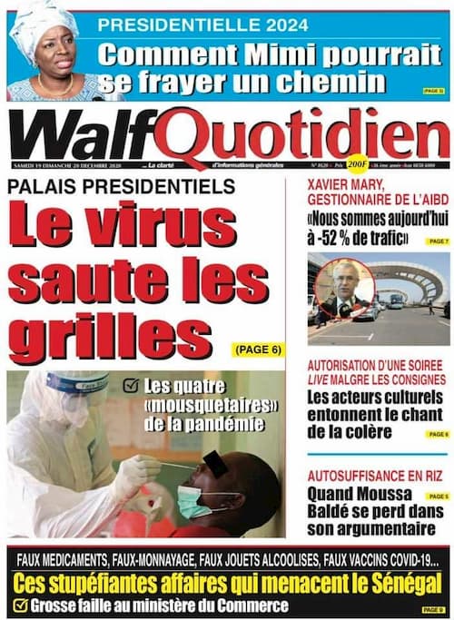 Une du quotidien walf quotidien du samedi 19 décembre 2020.