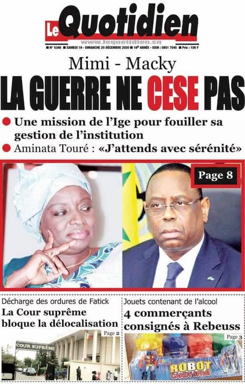 Une du quotidien le quotidien du samedi 19 décembre 2020.