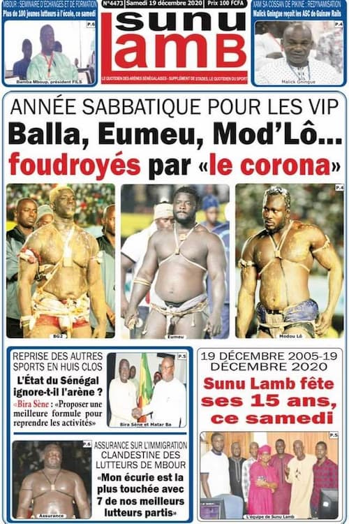 Une du quotidien sunu lamb du samedi 19 décembre 2020.
