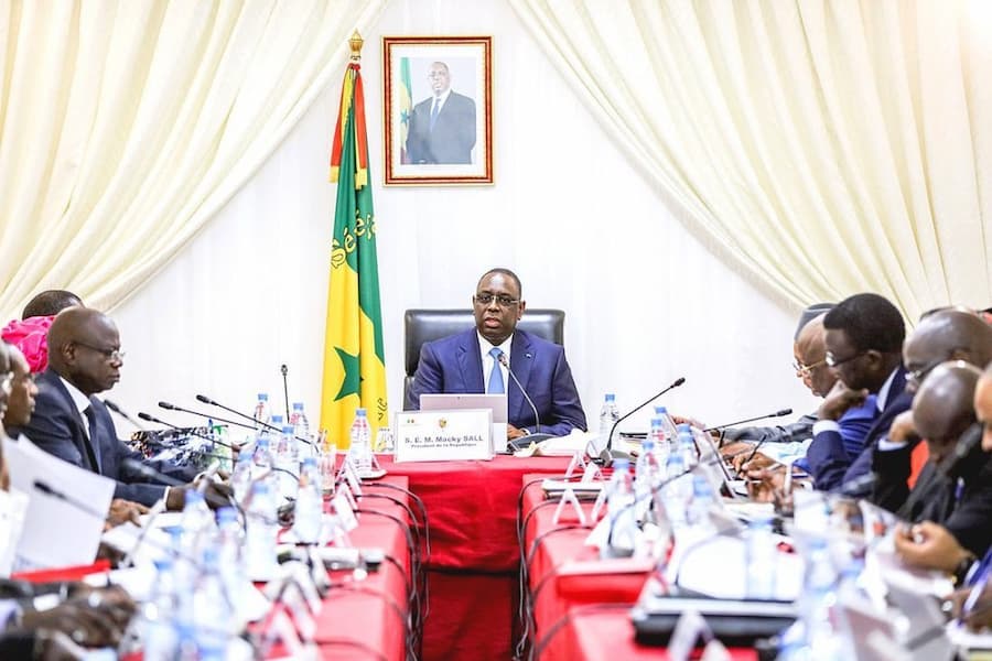 Conseil des ministres du gouvernement du Sénégal avec Macky sall.